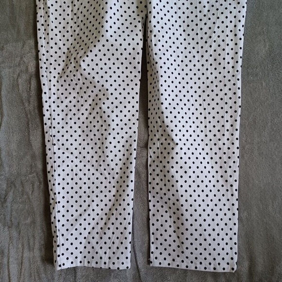 Chicos Sz 2 / 12 Ankle Pants Polka Dot Straight Leg White Black Casual‎ Classic - Picture 11 of 13